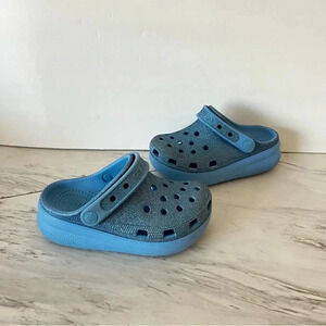 Crocs Girls Oxygen Glitter Cutie Clogs Size C12 Kids Blue